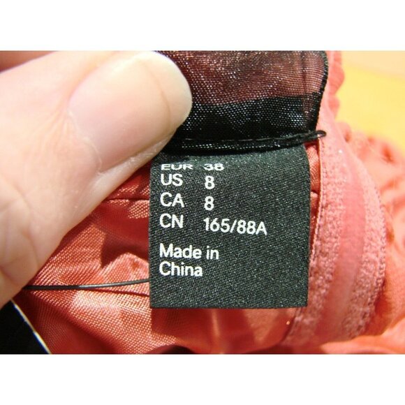 NEW H&M Womens Dress Size 8 Coral Crossover Back Tier Ruching Zip-up Back V-Neck - Picture 8 of 16